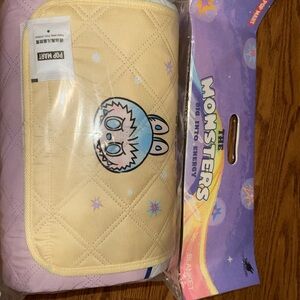 Yellow and Purple Labubu Kids Blanket